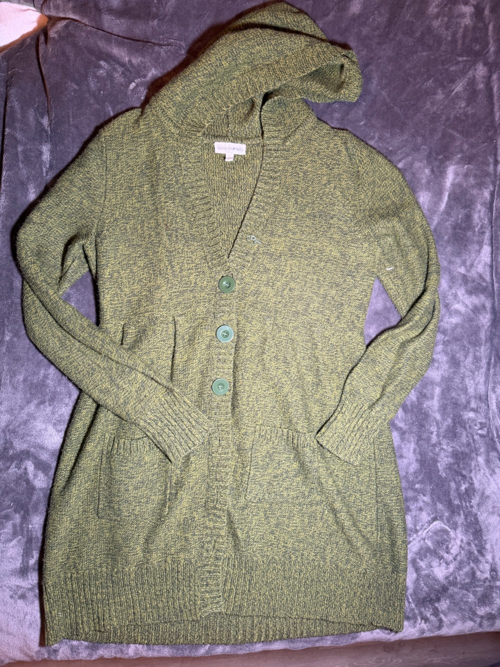 Fashion Bug Olive Hooded Button Cardigan